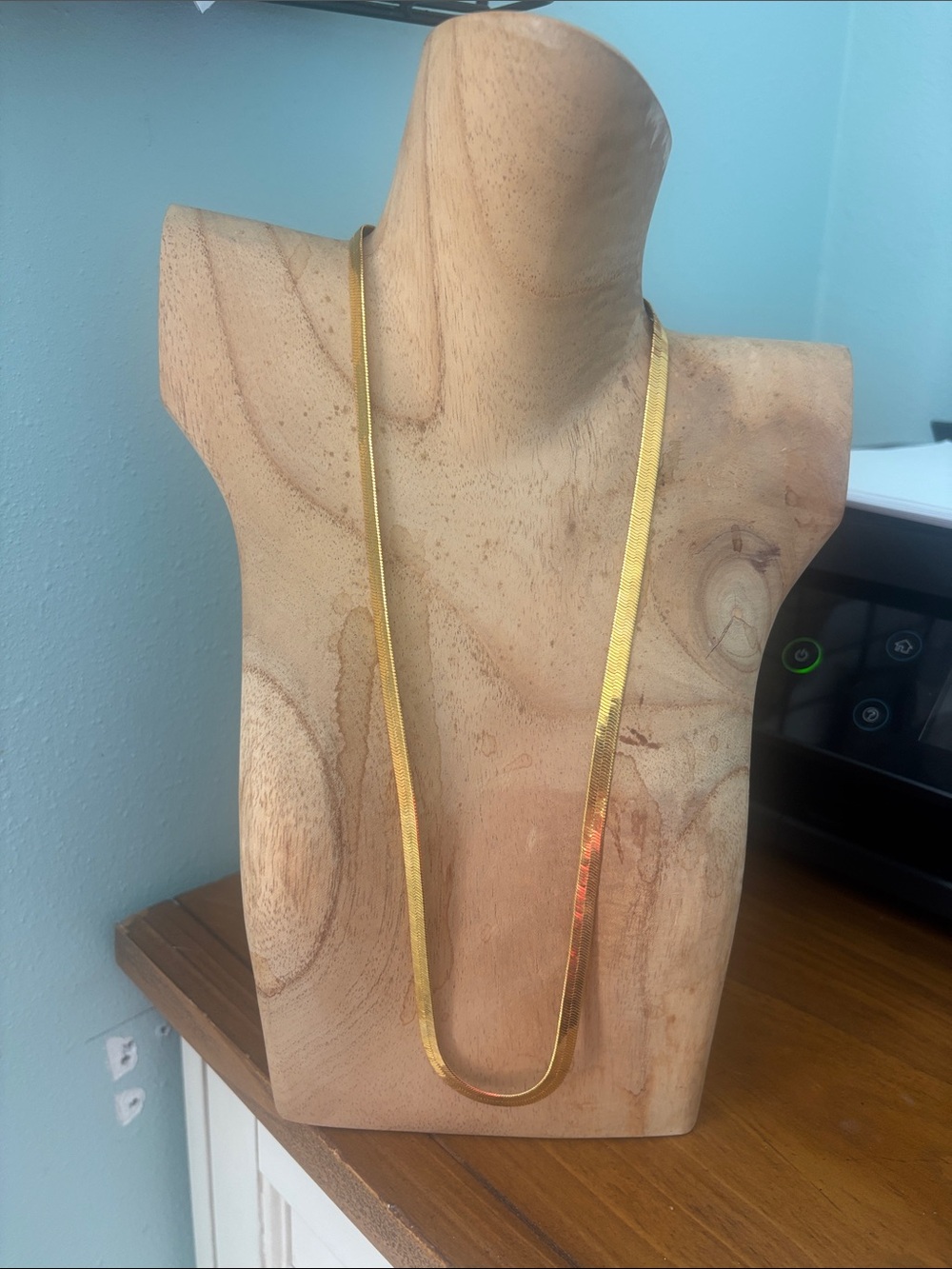 Gold Herringbone Chain Necklace - Women's Jewelry